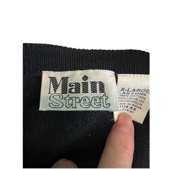 Vtg Main Street Black Hand Made Christmas Design Sweater XL - Picture 3 of 7